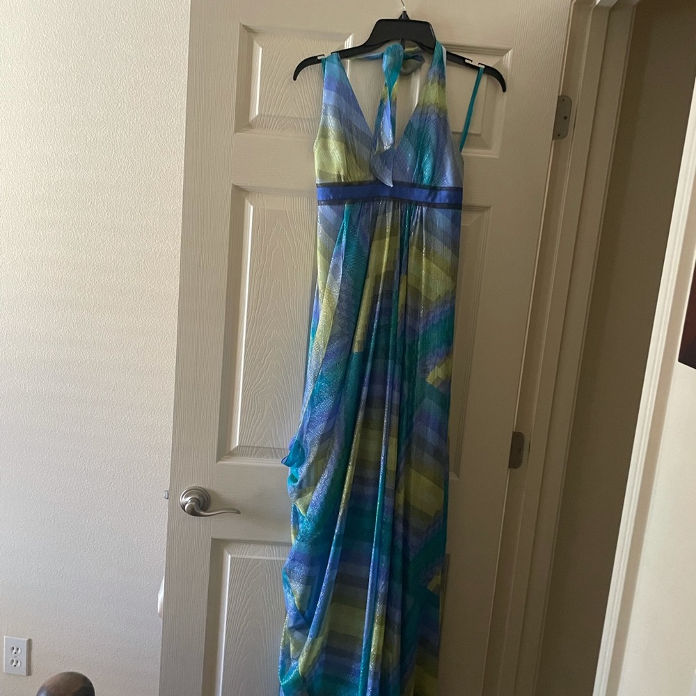 Long flowing BCBG blue dress.